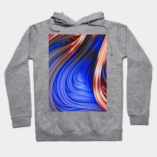 Blue Flame Abstract 3D Flow Strands Artwork Hoodie